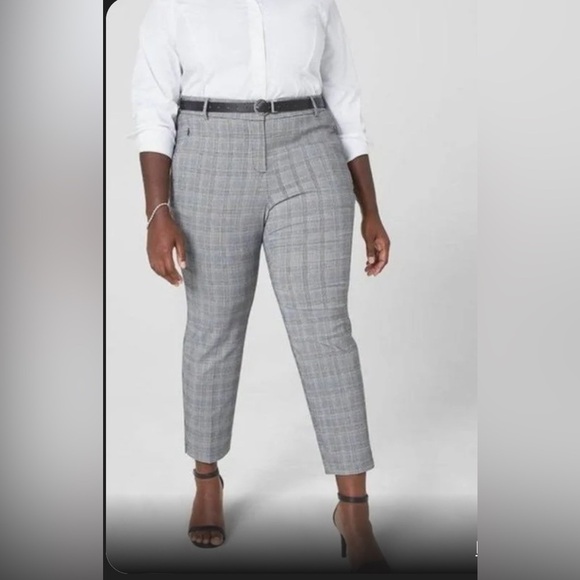 Lane‎ Bryant Plus Size Signature Fit Ankle Allie Pant In Dark Gray Plaid Size 22 - Picture 1 of 6